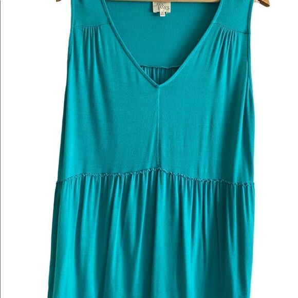AVA James Sleeveless, Pullover Top, deep V-Neck, Casual, Women’s Turquoise, 1XL - Picture 1 of 5